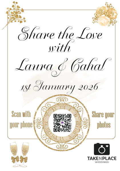 Champagne and gold style wedding QR code
