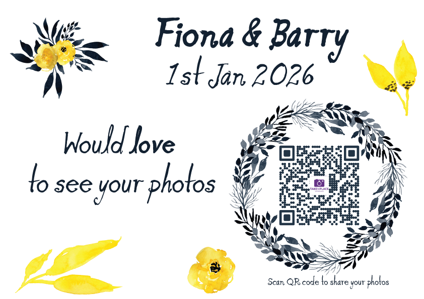 spring floral QR code for wedding guest photos