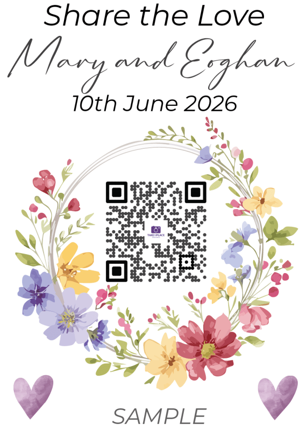Iris Floral Wedding QR Code
